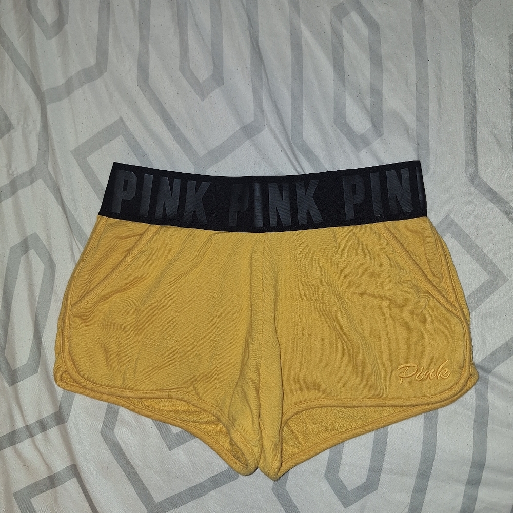 VS PINK Yellow and Black Shorts